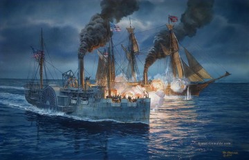 Moderne Kriegsschiff Seeschlacht amerikanische Ölgemälde